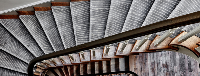historic renovation, custom carpets, texture, mix of styles, furniture, fireplace, beautiful interior design CUSTOM STAIR RUNNER